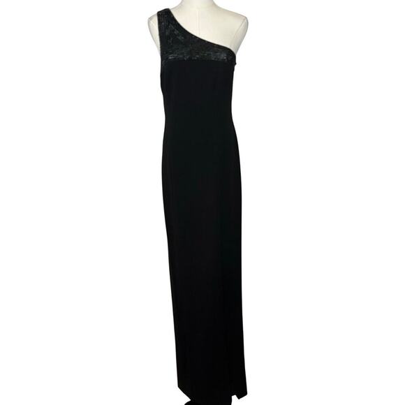 Jay Godfrey Sacramento Beaded One Shoulder Black Long Dress Womens Size 8 - Picture 1 of 10